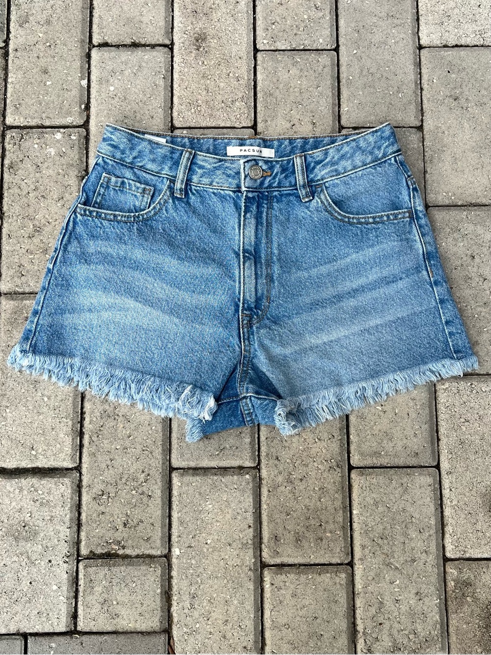 PacSun blue denim high rise festival shorts